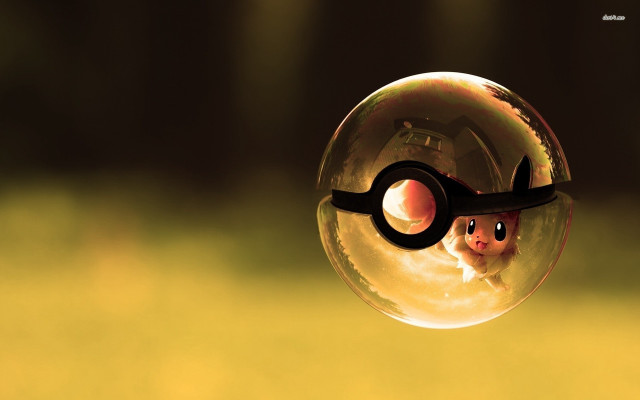 Pokeball pikachu inside blurry background free wallpaper for desktop - medium preview image