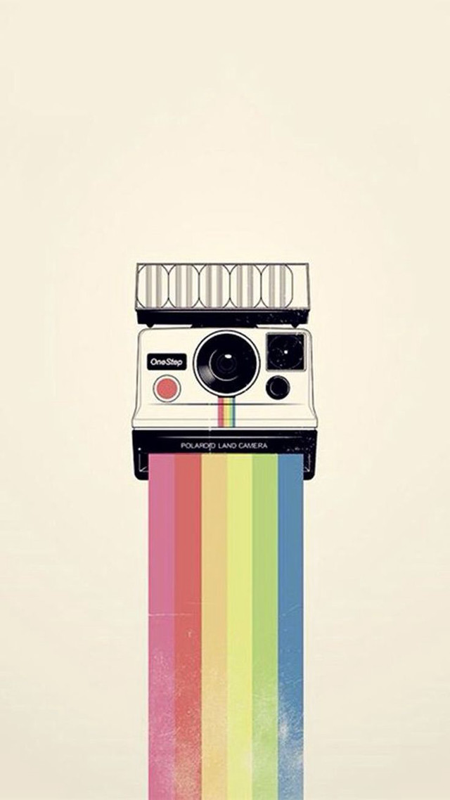 Polaroid camera rainbow object white free wallpaper for mobile - medium preview image