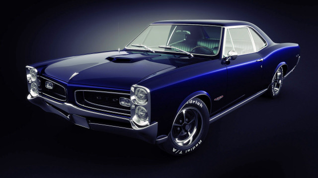 Blue muscle car dark room free wallpaper for desktop - medium preview image