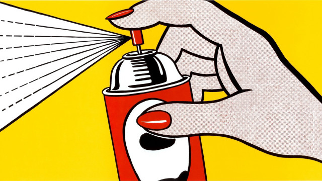 Spraying red yellow white popart free wallpaper for desktop - medium preview image