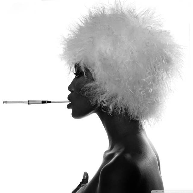 Woman feather hat smoking cigarette #2 free wallpaper for tablet - medium preview image