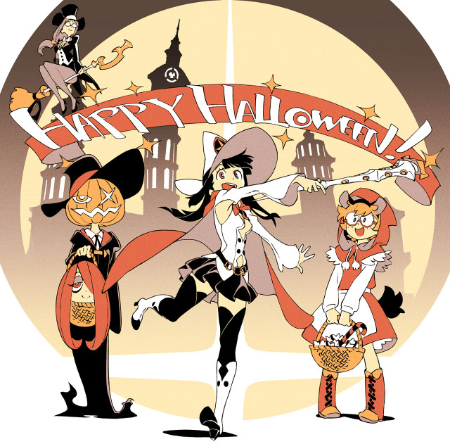 Halloween party witches costume cartoon free wallpaper for tablet - medium preview image