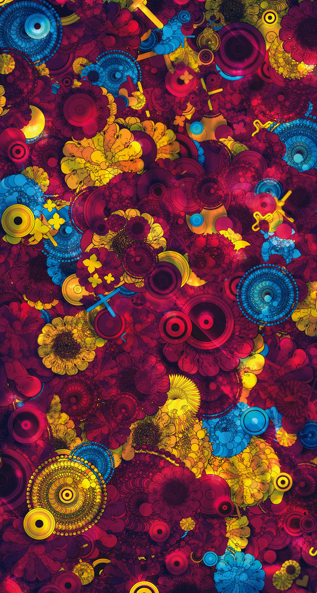 Colorful background circles flowers pattern free wallpaper for mobile - medium preview image
