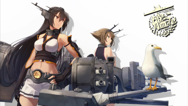 Anime girls bird machine gun free wallpaper for desktop - medium preview image