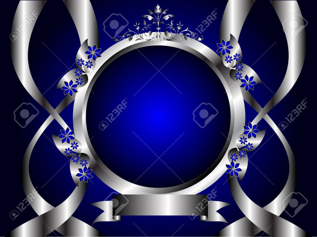 Blue silver flowers frame ribbon free wallpaper for desktop - medium preview image