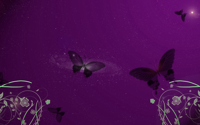 Purple background butterflies flying star #4 free wallpaper for desktop - medium preview image