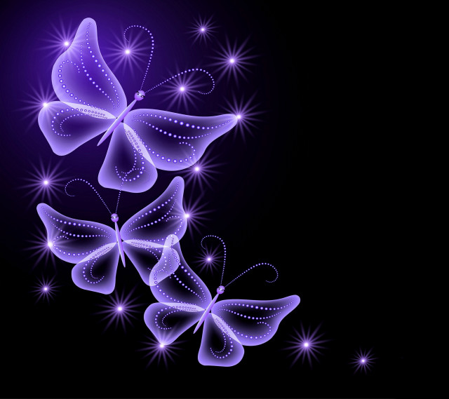 Purple background butterflies flying stars free wallpaper for tablet - medium preview image