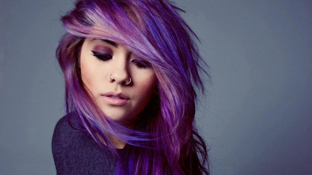 Woman purple hair nose ring free wallpaper for desktop - medium preview image