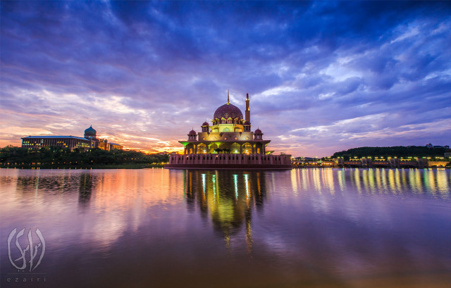 Sunset building water reflection sky free wallpaper for desktop - medium preview image