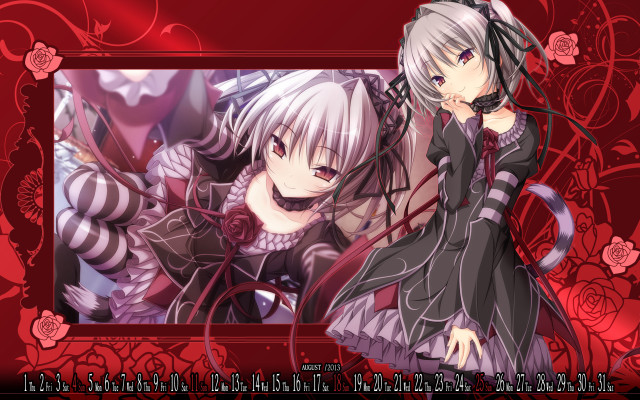 Anime characters pose red background #2 free wallpaper for desktop - medium preview image