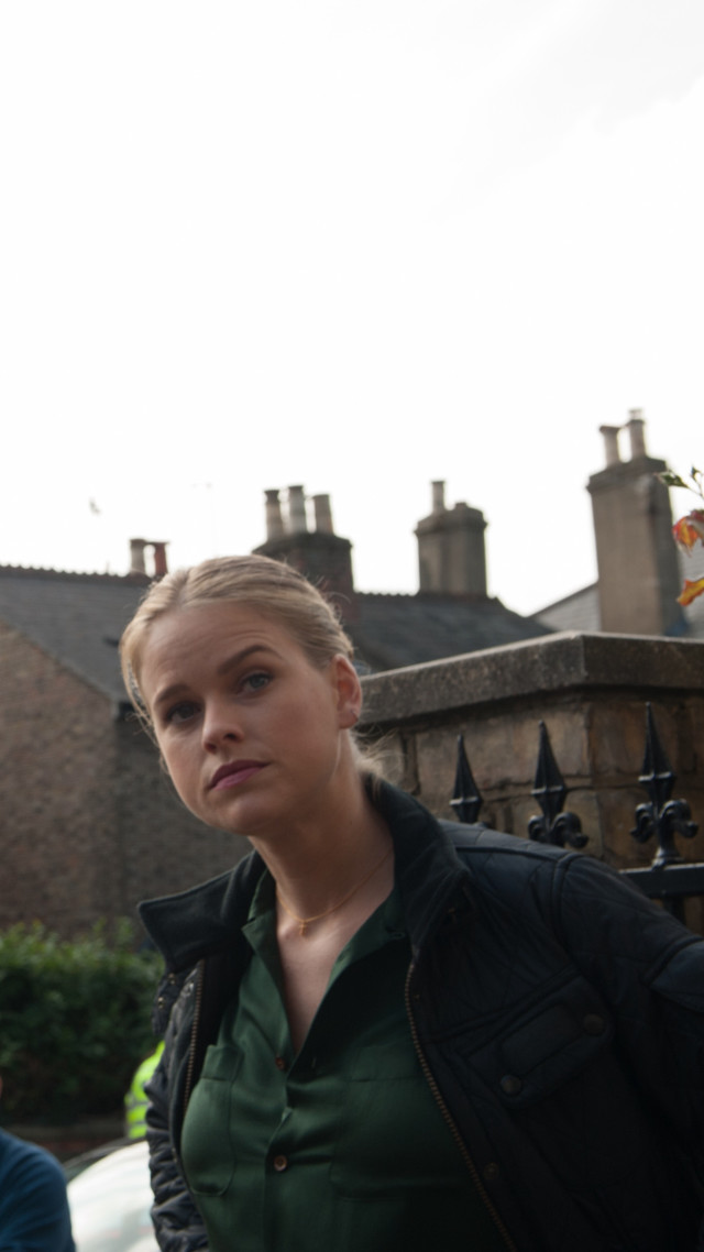 Woman building clock man standing free wallpaper for mobile - medium preview image