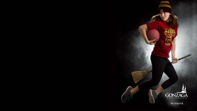 Woman red shirt broom ball free wallpaper for desktop - medium preview image