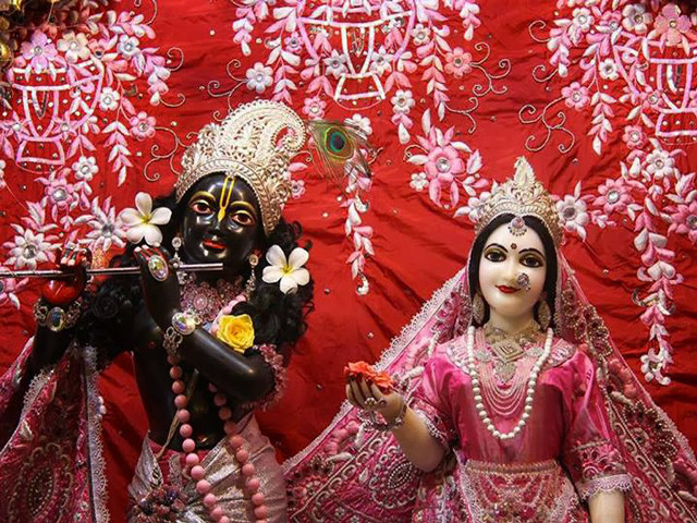 Hindu deities red backdrop flowers free wallpaper for desktop - medium preview image