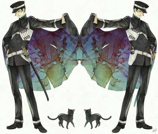 Man uniform cat tail drawing free wallpaper for desktop - medium preview image