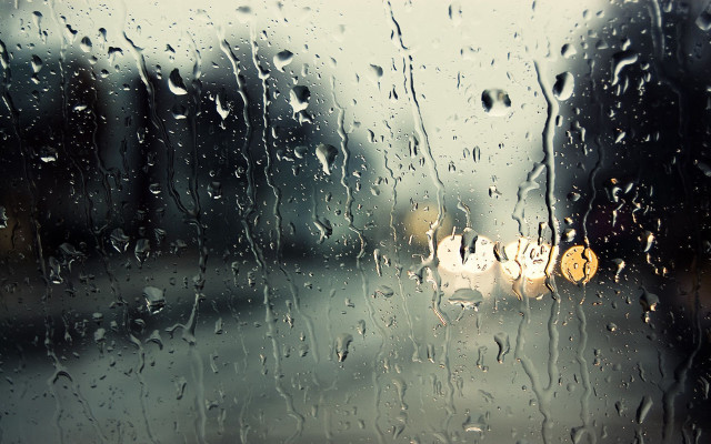 Rain covered window yellow traffic #4 free wallpaper for desktop - medium preview image