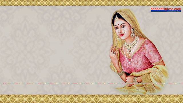 Pink sari gold border portrait free wallpaper for desktop - medium preview image