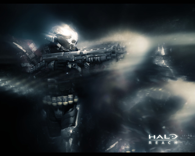 Futuristic soldier machine gun dark free wallpaper for desktop - medium preview image