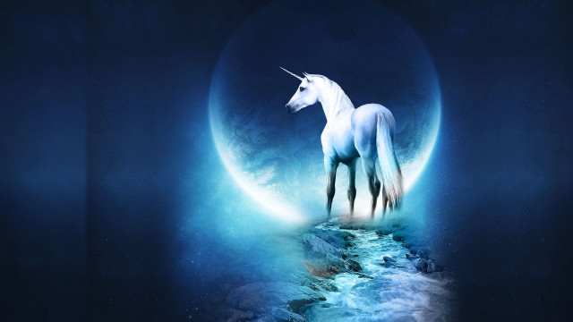 Unicorn rock fullmoon blue sky free wallpaper for desktop - medium preview image