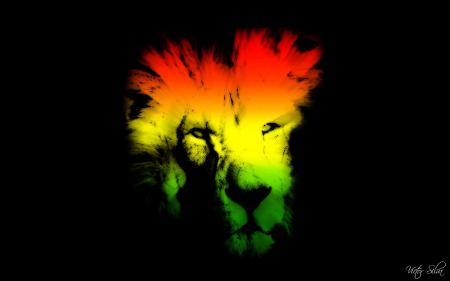 Lion rainbow mane dark night #2 free wallpaper for desktop - medium preview image