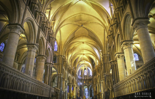 Cathedral vaulted ceiling stone pillars free wallpaper for desktop - medium preview image