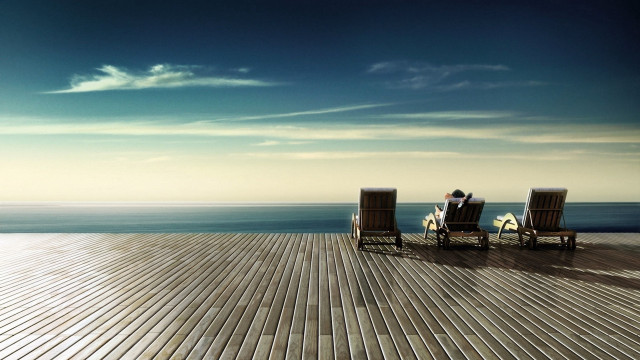 Two people sitting chairs deck #2 free wallpaper for desktop - medium preview image