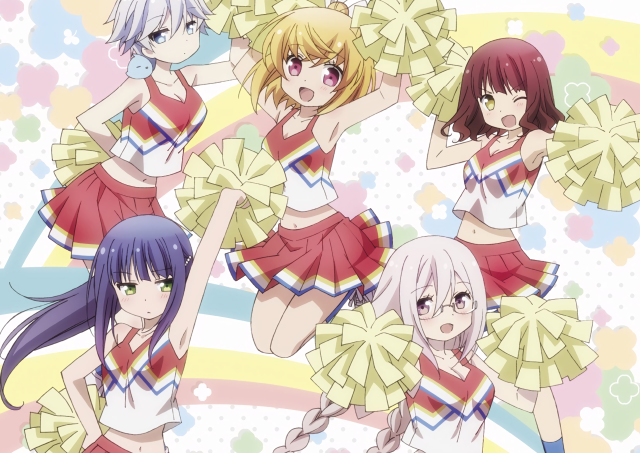 Cheerleaders girls rainbow background stars free wallpaper for desktop - medium preview image