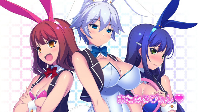 Three anime bunny girls ai free wallpaper for desktop - medium preview image