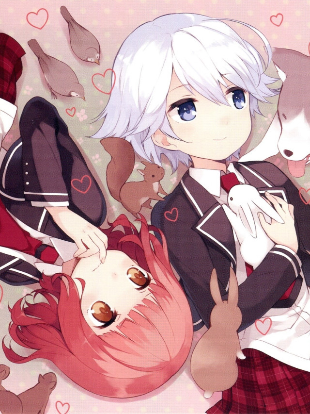 White hair girl bed cats free wallpaper for mobile - medium preview image