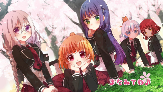 Anime girls forest pink flowers #2 free wallpaper for desktop - medium preview image