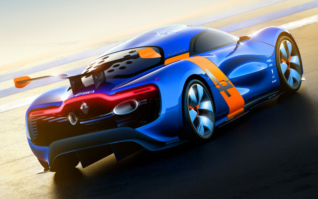 Blue orange sports car ocean free wallpaper for desktop - medium preview image