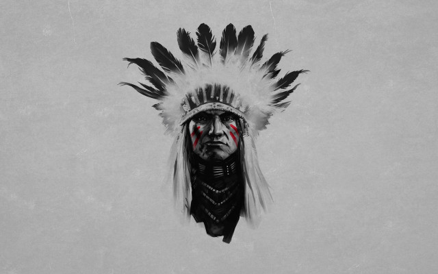 Man headdress feathers black white free wallpaper for desktop - medium preview image