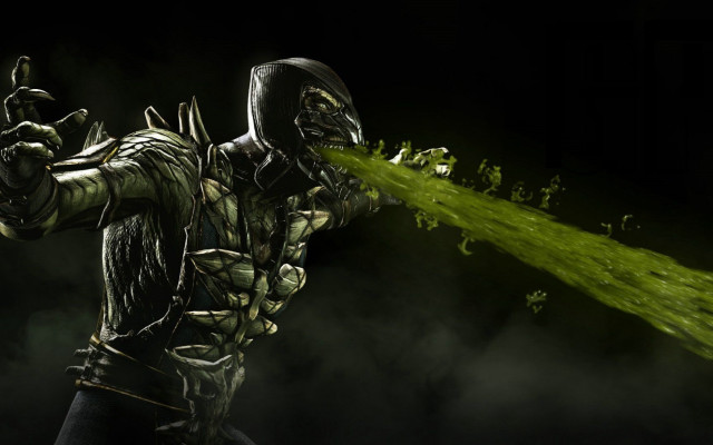 Man costume spraying green liquid free wallpaper for desktop - medium preview image