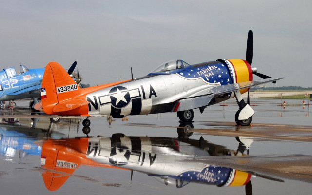 Airplanes parked tarmac reflections orange free wallpaper for desktop - medium preview image