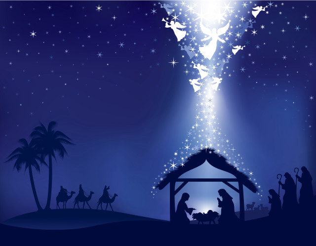 Nativity scene star manger night free wallpaper for desktop - medium preview image
