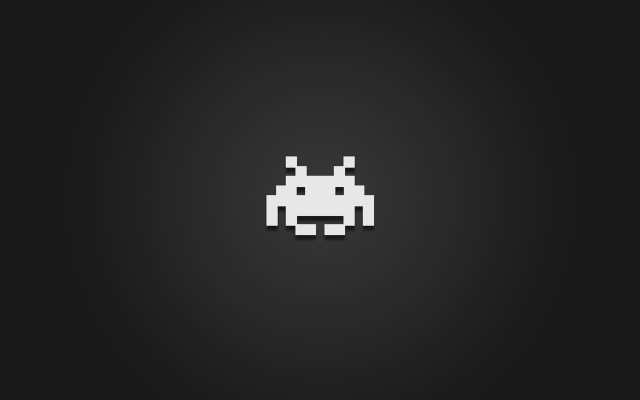 Black white space invader dark #3 free wallpaper for desktop - medium preview image