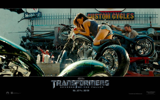 Transformers movie poster woman motorcycle free wallpaper for desktop - medium preview image