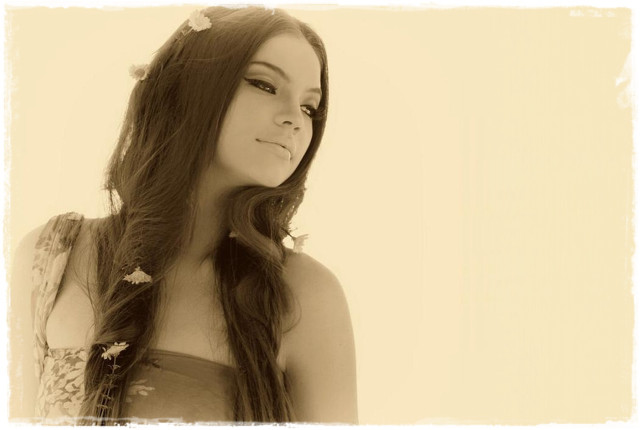 Woman long hair flower white free wallpaper for desktop - medium preview image