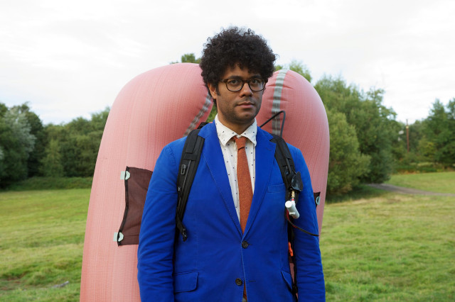 Afrofuturism man blue suit pink free wallpaper for desktop - medium preview image