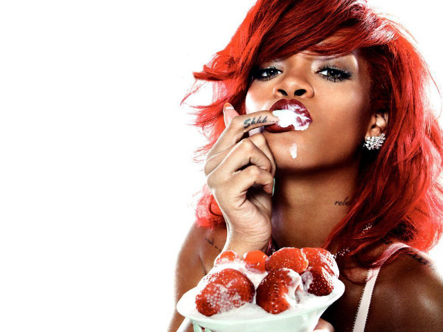 Red hair woman strawberries ice free wallpaper for desktop - medium preview image