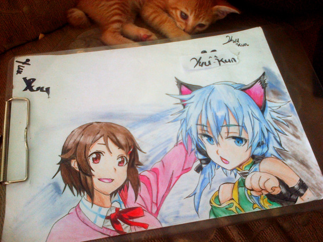 Cat couch anime illustration animal free wallpaper for desktop - medium preview image