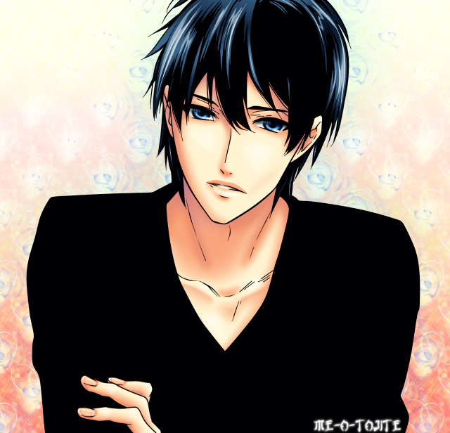 Man black hair blue eyes free wallpaper for tablet - medium preview image