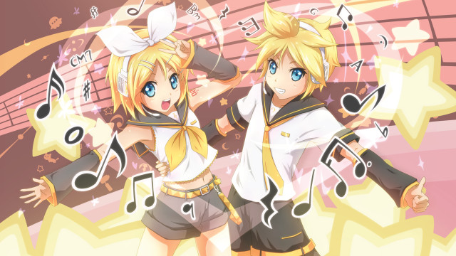 Anime girls musical notes background free wallpaper for desktop - medium preview image