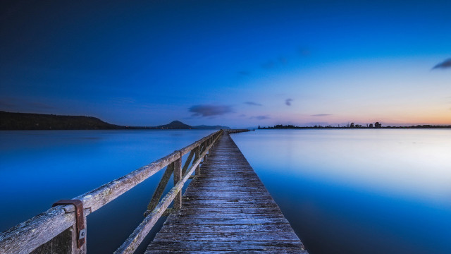 Dock dusk mountain water blue free wallpaper for desktop - medium preview image