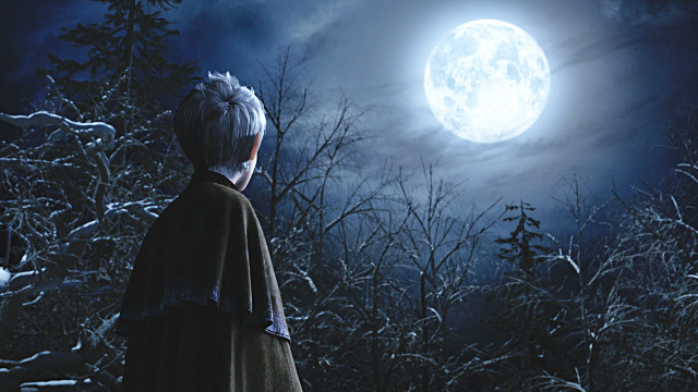Boy snow moon sky full free wallpaper for desktop - medium preview image