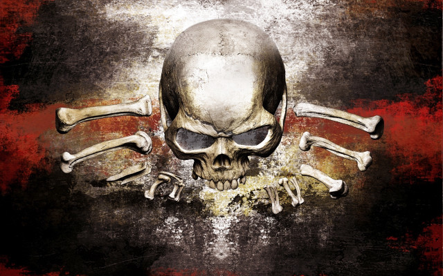 Skull crossbones grungy background red #2 free wallpaper for desktop - medium preview image