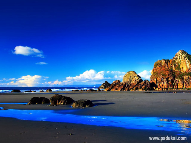 Beach blue stream rocks clouds #3 free wallpaper for desktop - medium preview image