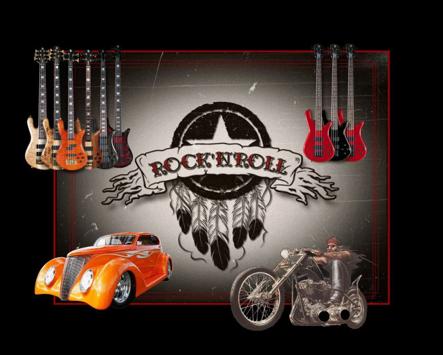 Car motorcycle banner rocknroll folkart free wallpaper for desktop - medium preview image