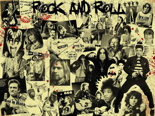 Rock roll band members collage free wallpaper for desktop - medium preview image