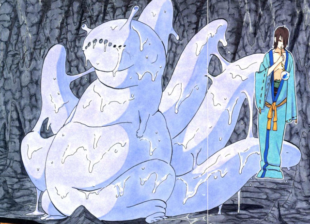 Man giant bear forest waterfall free wallpaper for desktop - medium preview image