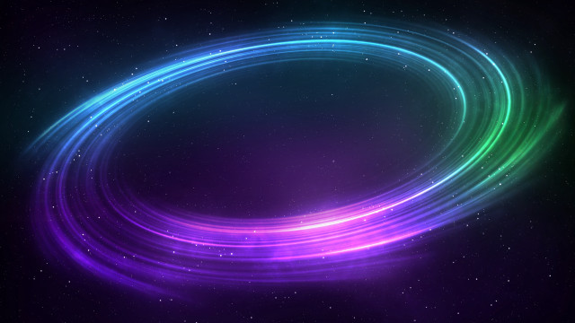 Neon circular lights dark space free wallpaper for desktop - medium preview image